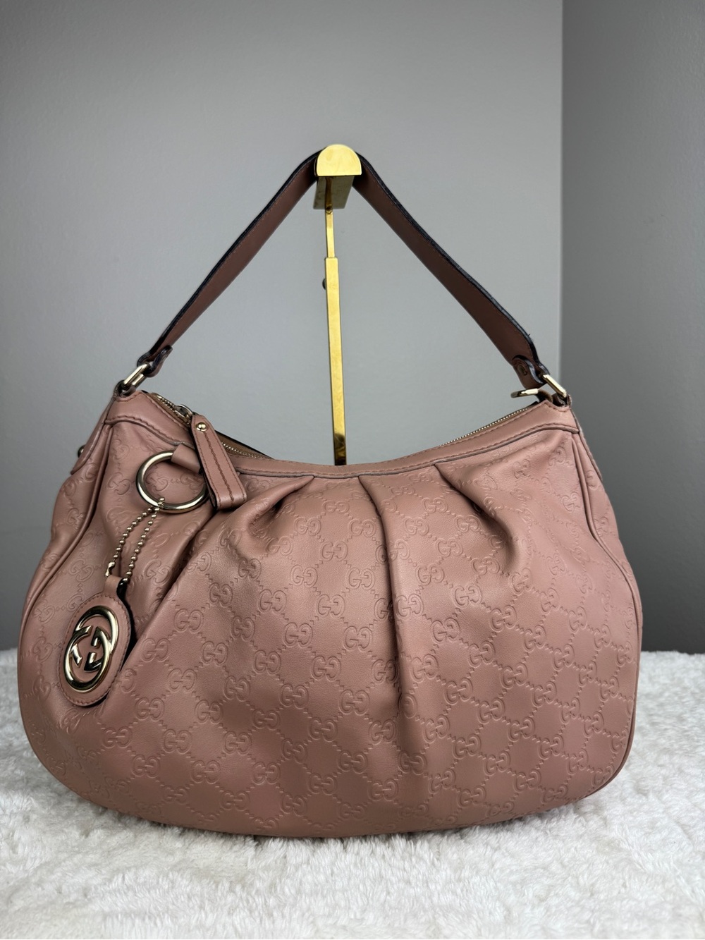 Gucci Sukey Guccissima Hobo Pink Leather Hobo Bag